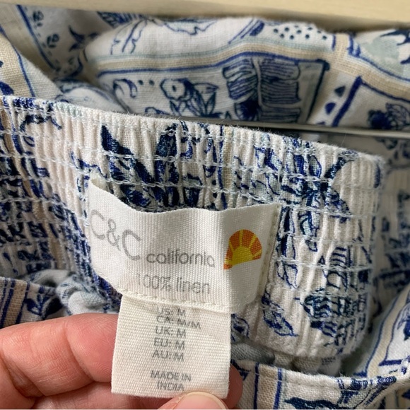 C&C California Women’s 100% Linen Relaxed Wide Leg Pant Women’s M Boho Pockets - Picture 4 of 14